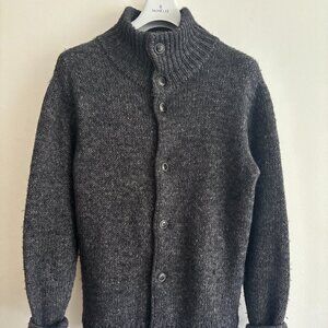 Our Legacy Grey High Neck Alpaca Linen Wool Chunky Knit Cardigan 40 M- L